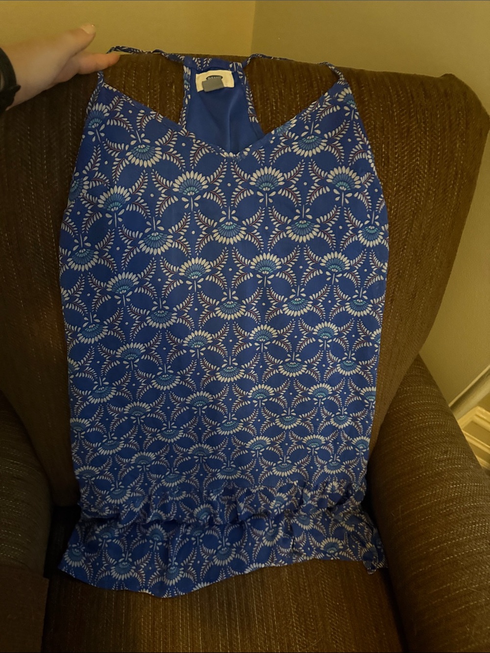 Old Navy Navy Blue Floral Sleeveless Blouse